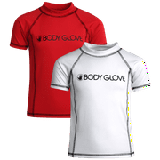 Body Glove Boys' Short Sleeve Rash Guard Shirt – 2 Pack UPF 50+ Quick Dry Sun and Sand Protection Swim Shirt (2T-14)
